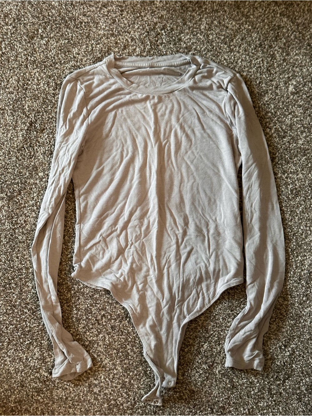 Long Sleeve Scoop Neck Bodysuit - Light Taupe